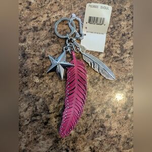 Coach Pink Feather Keychain